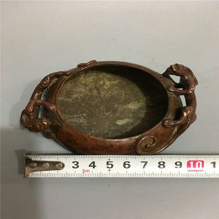 古玩古工芸品双耳瑞獣竜灰皿装飾置物