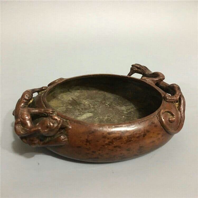 古玩古工芸品双耳瑞獣竜灰皿装飾置物