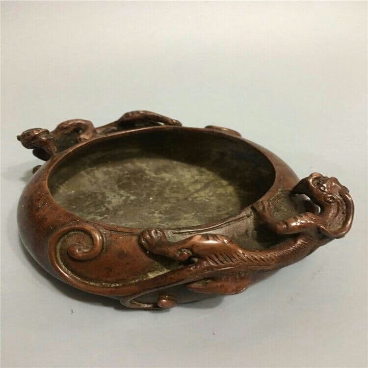 古玩古工芸品双耳瑞獣竜灰皿装飾置物