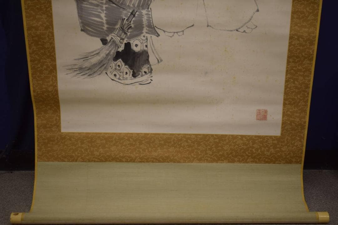 真作/岡文濤/岡文涛/高砂画賛/大幅/布袋屋掛軸HI-856