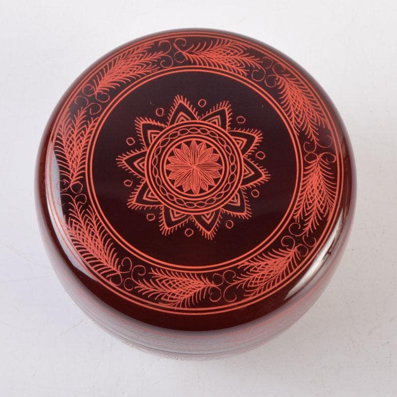 茶道具　中村湖彩作　キンマ彫　平棗　共箱　V　9029