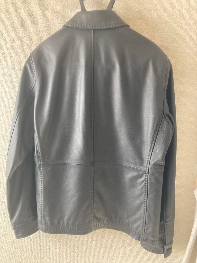 Men's Bigi ブラックレザーシングルライダースジャケット