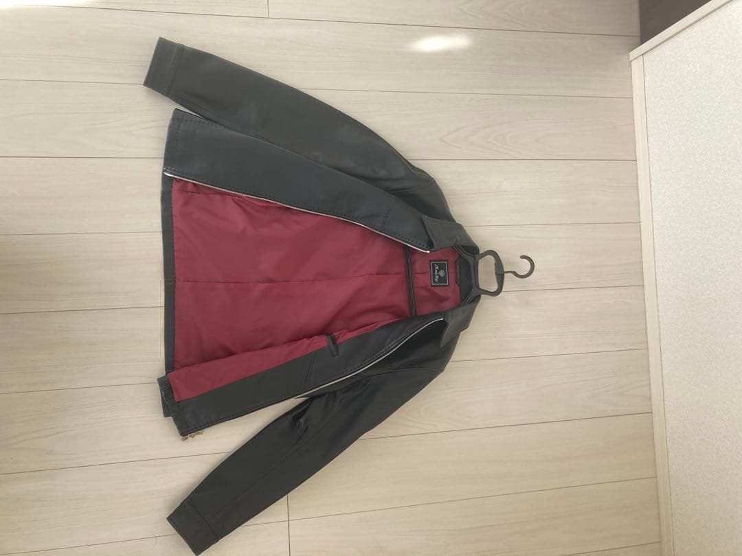 Men's Bigi ブラックレザーシングルライダースジャケット