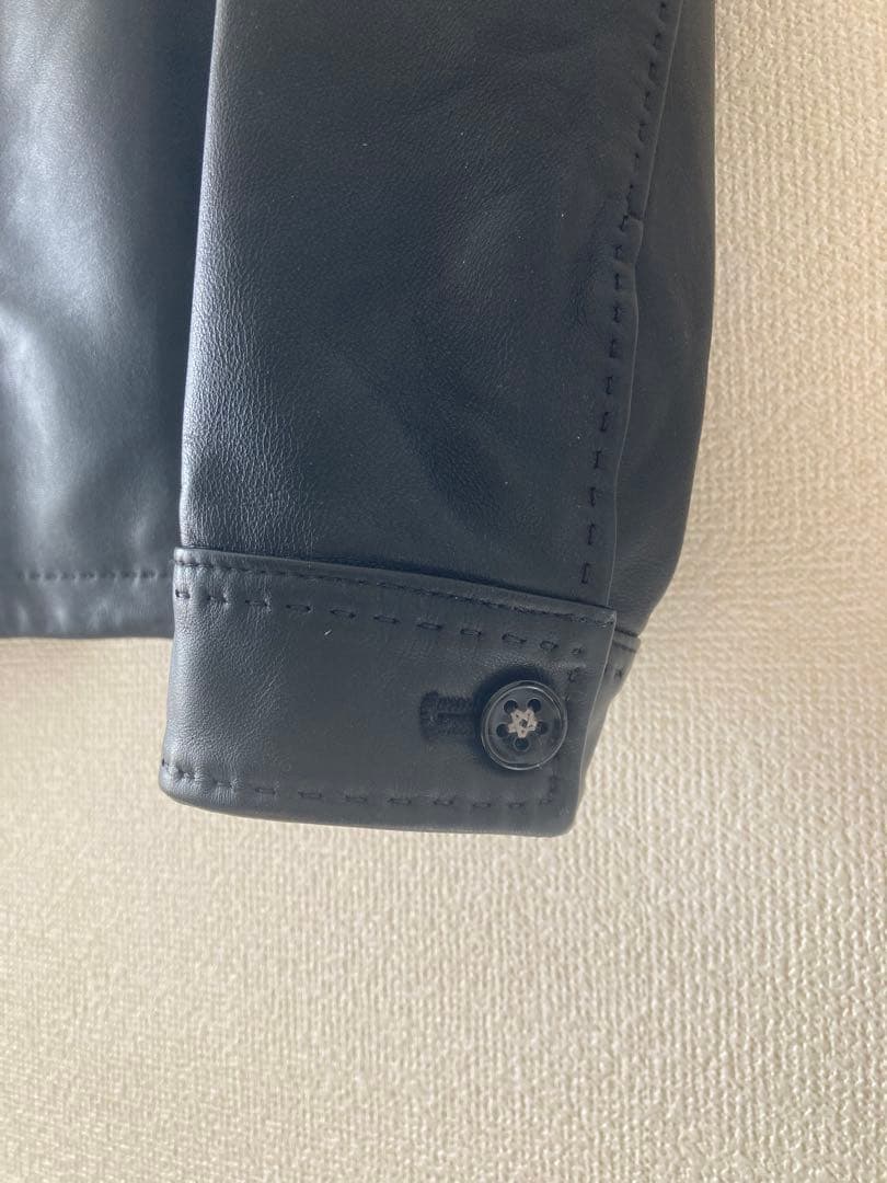 Men's Bigi ブラックレザーシングルライダースジャケット