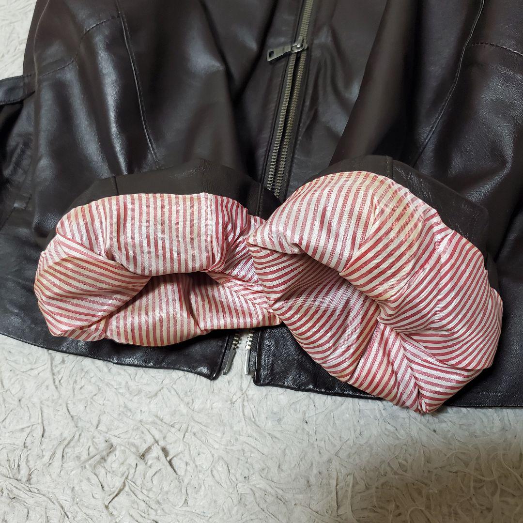 美品 BEAMS ラムレザー 薄手ライダース シングル L ダークブラウン