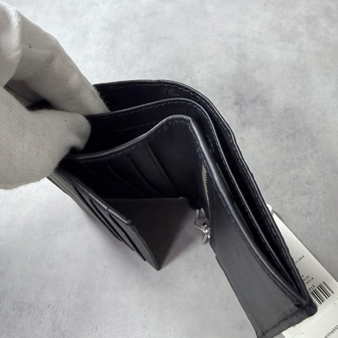 マリメッコ marimekko カトリ 二つ折り財布 ウニッコ レザー 黒 新品