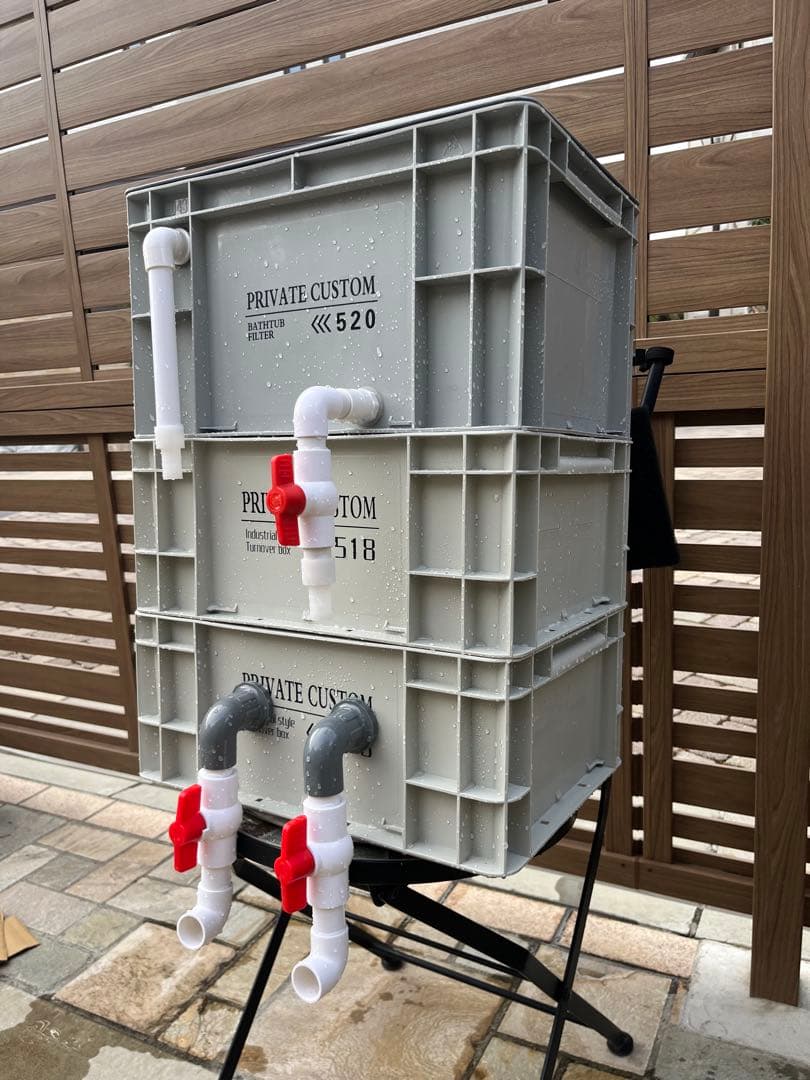 大型水槽用沈殿物理生物一体型濾過槽　外部式濾過装置器バイオスポンジフィルター付き