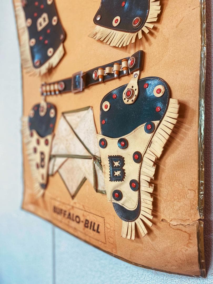 アメリカ カウボーイ Buffalo Bill 本革 掛飾 収蔵品 二十世紀初期