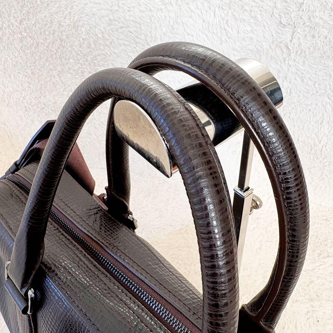 極美品　ヒューゴボス　ブリーフケース　ショルダーバッグ　2way ブラウン　本革