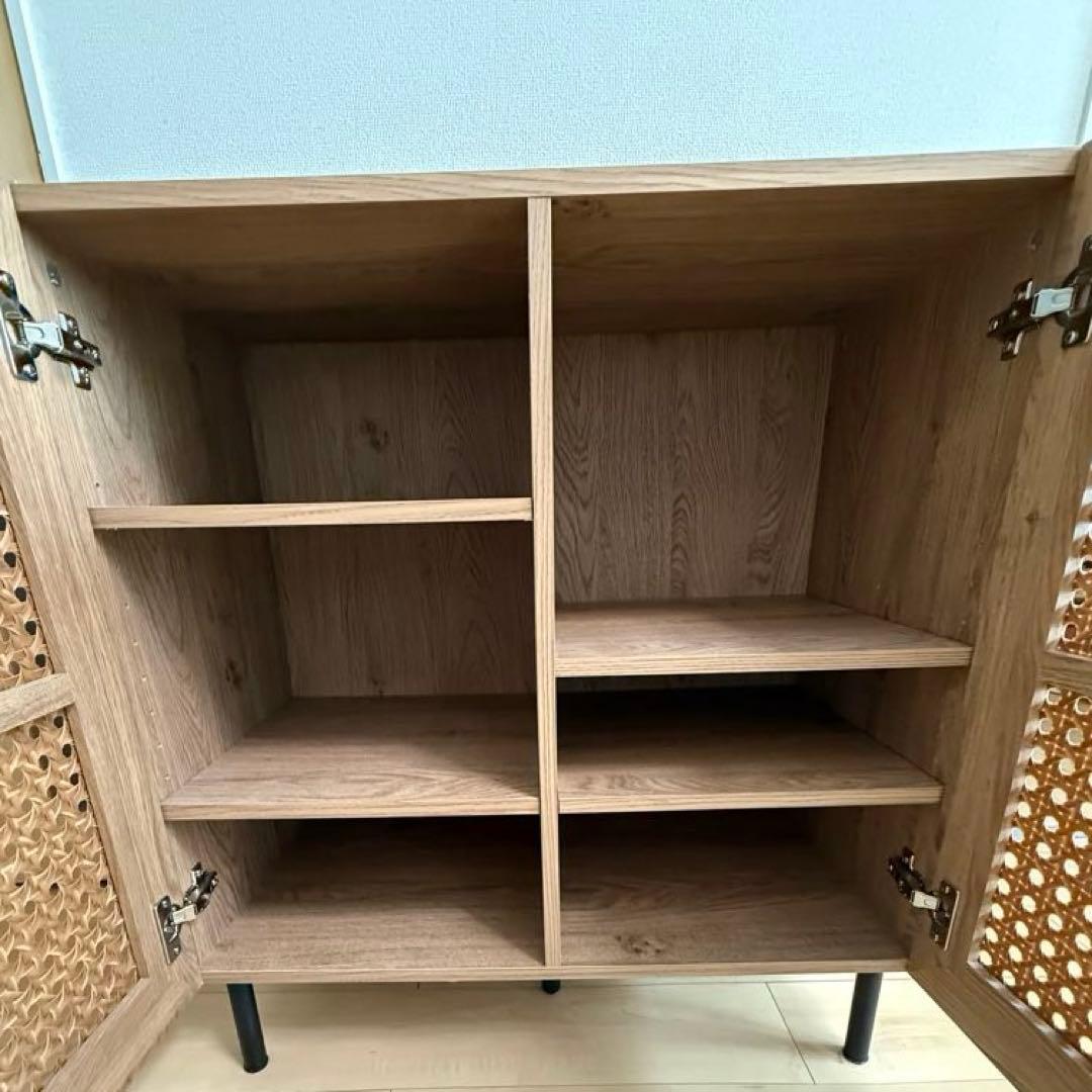 【LOWYA】引取り可！ラタン調キャビネット