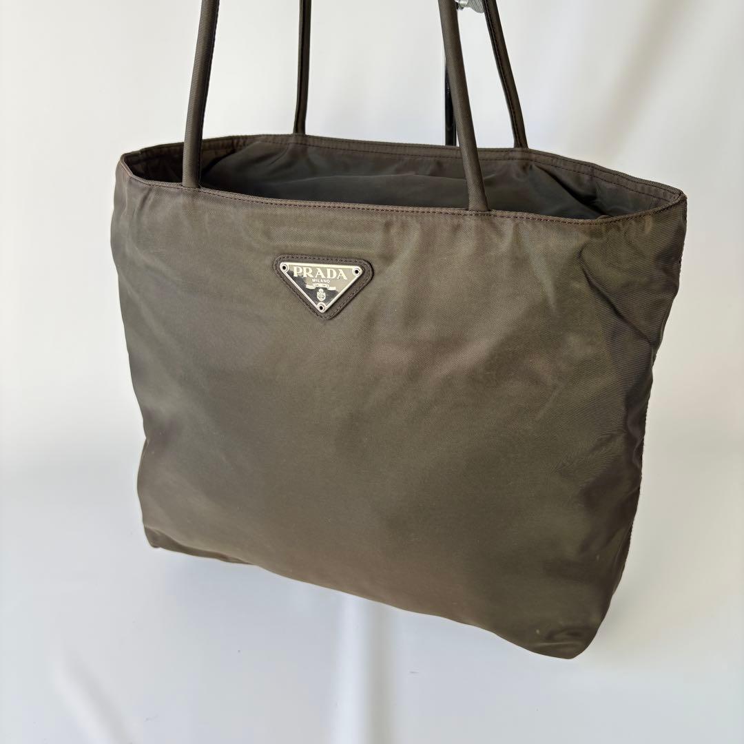 PRADA ナイロン トートバッグ ハンドバッグ カーキ　ブラウン　大容量