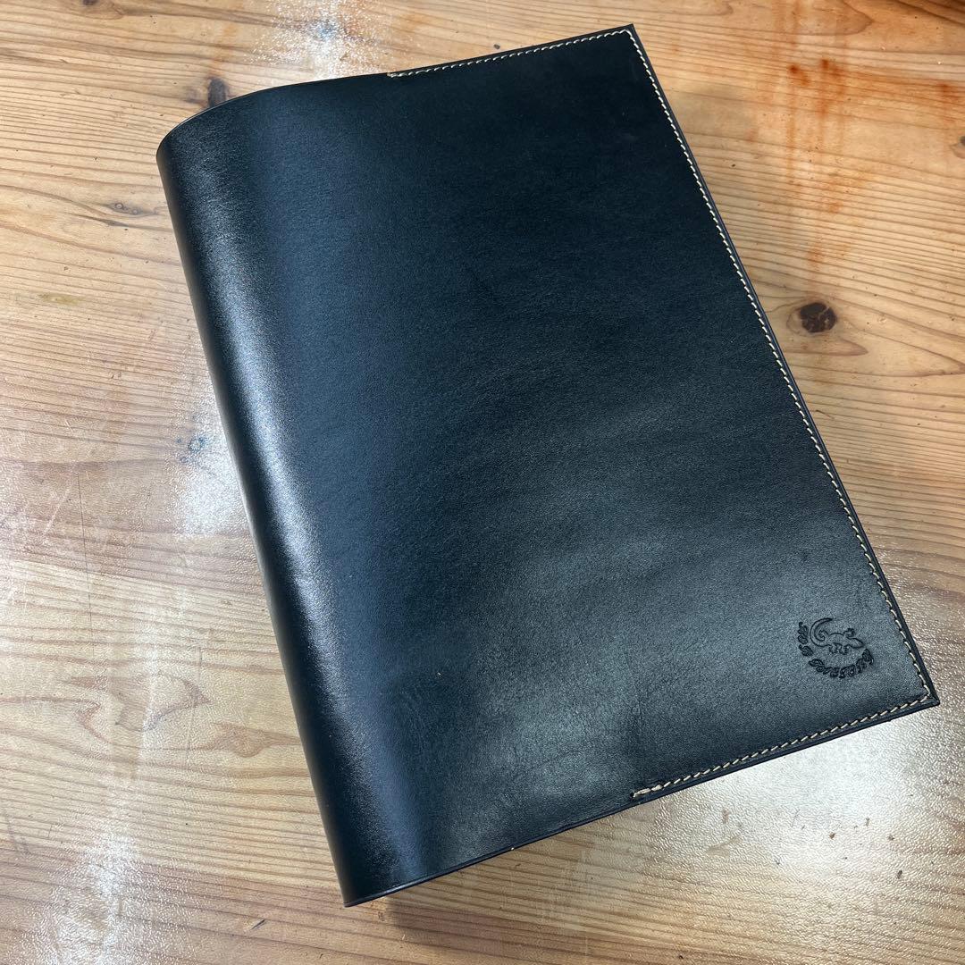 【ちよぴー様オーダー品】A4ノートカバー ダークグリーン オレンジキャメル