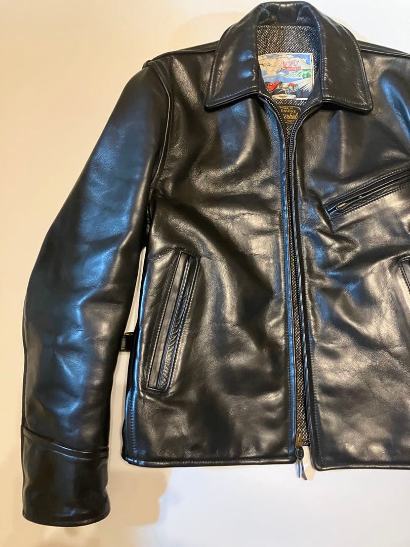 エアロレザー　ハーフベルテッド　革ジャン　レザージャケット　タロン　ビンテージ