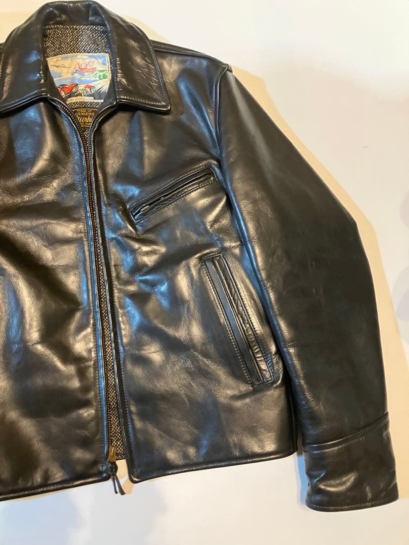 エアロレザー　ハーフベルテッド　革ジャン　レザージャケット　タロン　ビンテージ