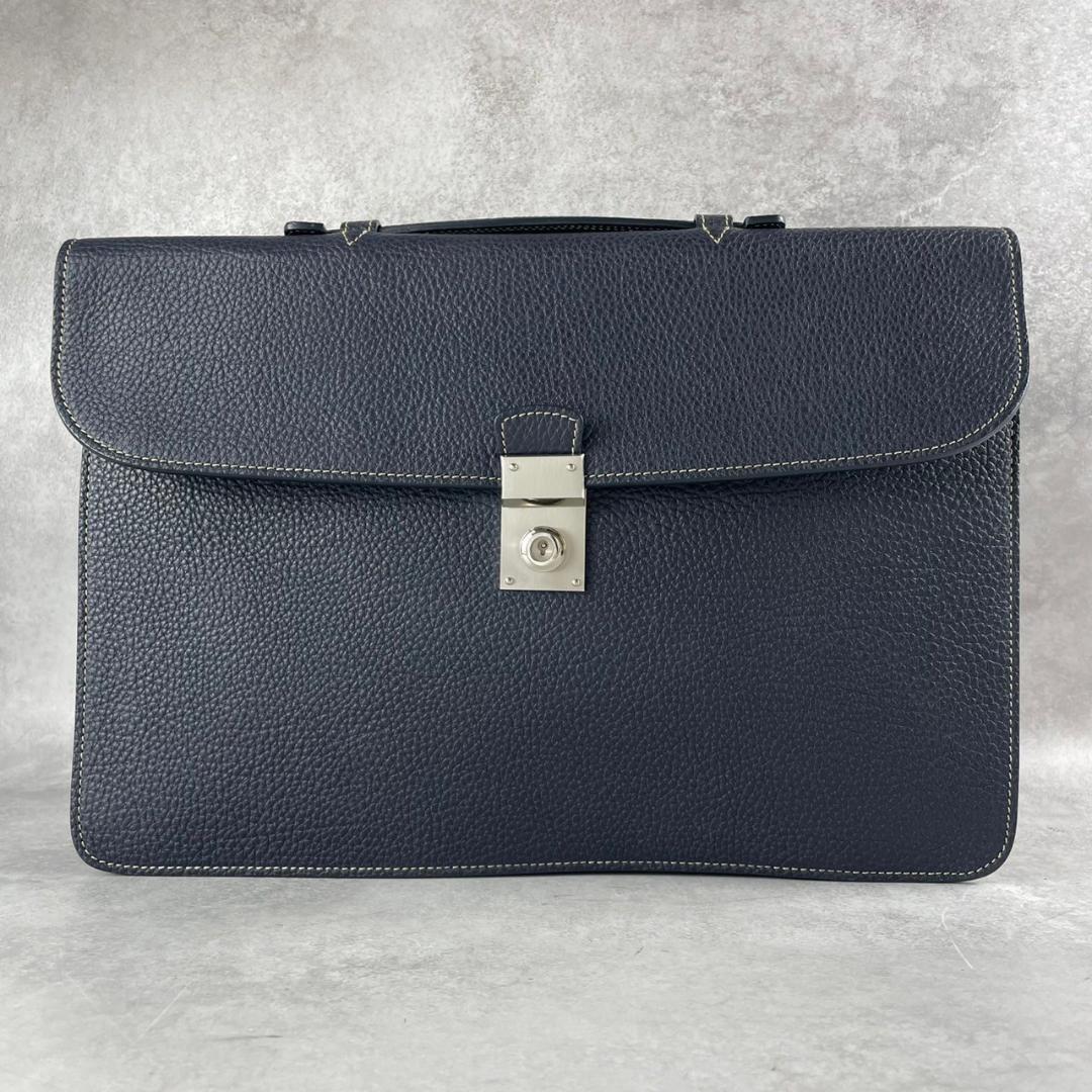 極美品　アカーテ　ACATE　GARBIN　シュリンクレザー　ブリーフケース　紺
