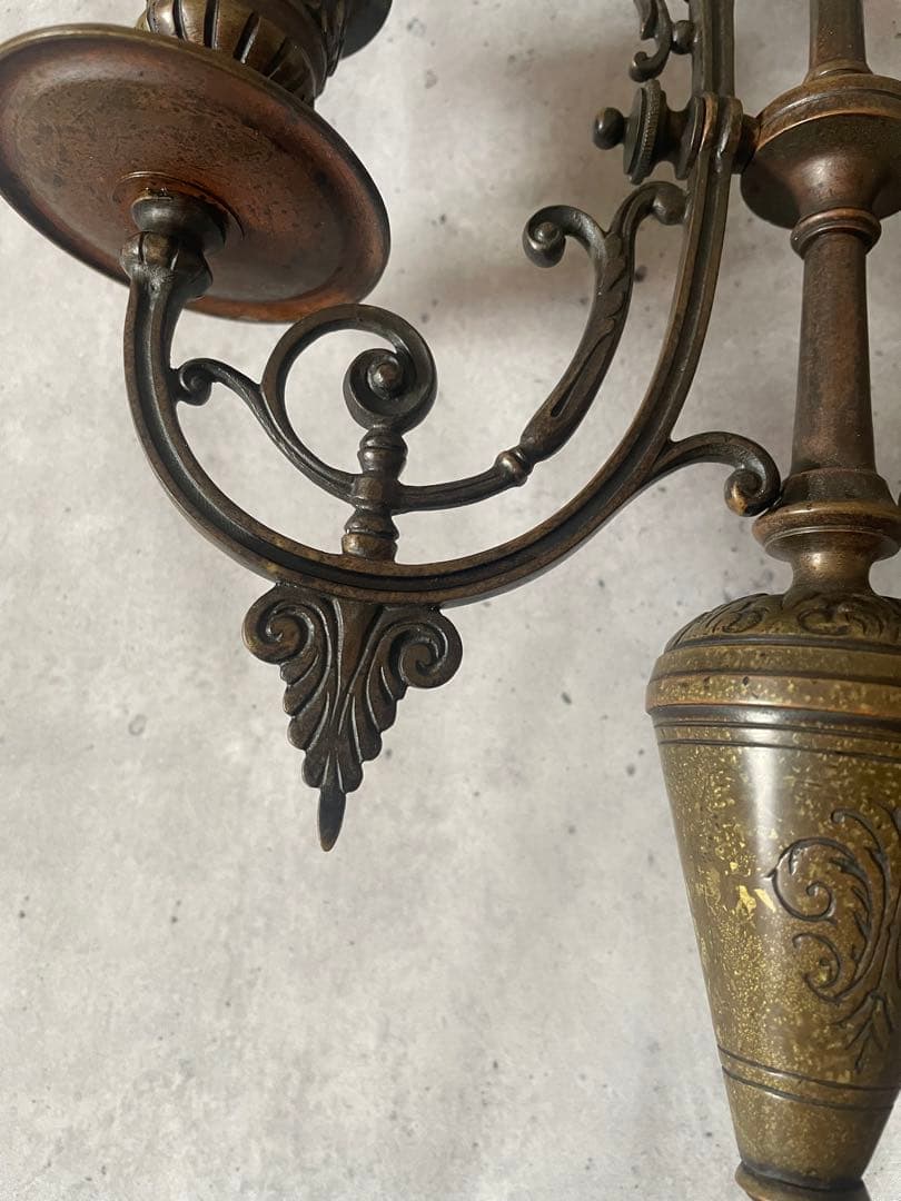 フランスアンティーク♪装飾刻印 キャンドルスタンド 3灯金属製