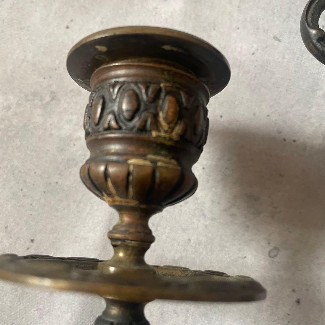 フランスアンティーク♪装飾刻印 キャンドルスタンド 3灯金属製