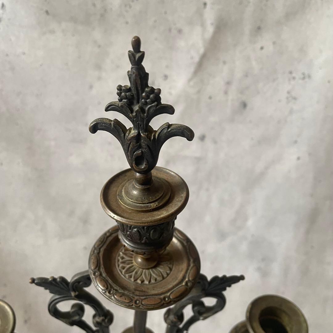 フランスアンティーク♪装飾刻印 キャンドルスタンド 3灯金属製