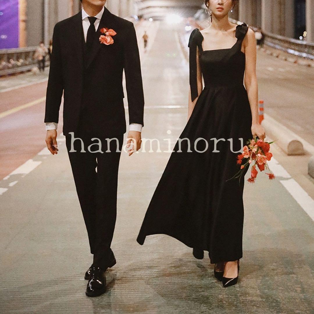 黒　前撮り　結婚式　披露宴　お色直し　パーティー　ドレス　二次会　街撮り