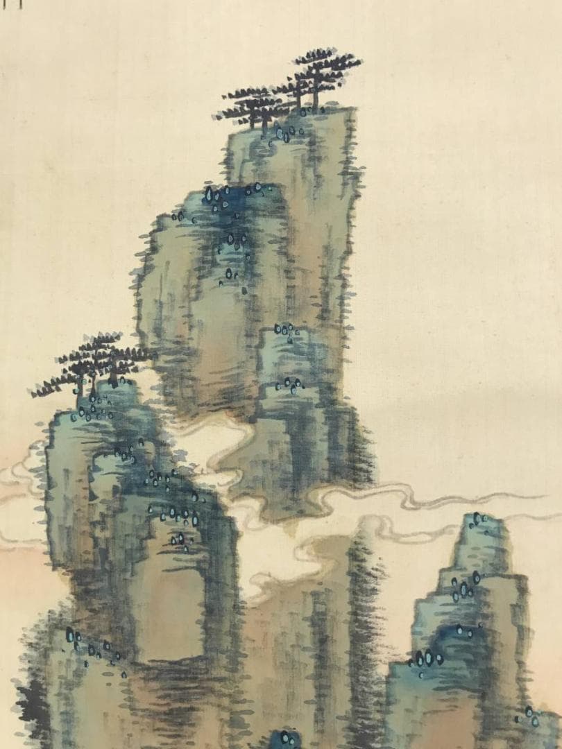 真作/藤井小陰 /蓬莱山図/山水図/祝事山水図/掛軸/名家伝来/AD-871