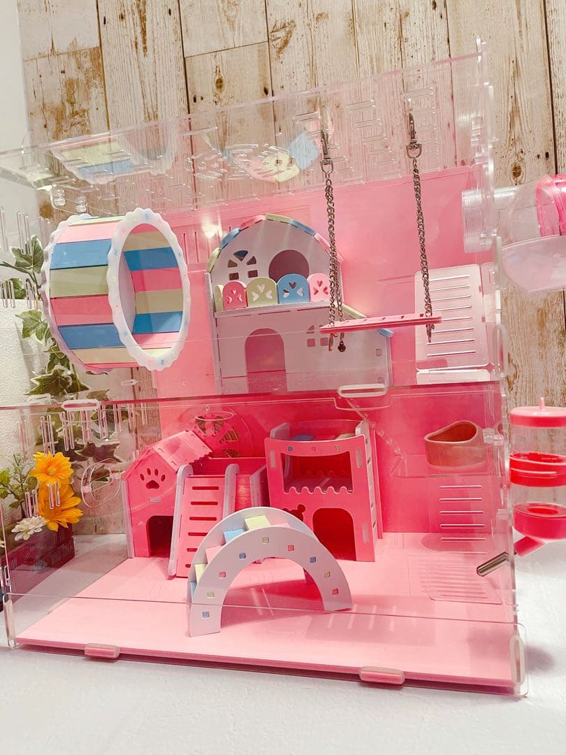 ハムスターペットラットマウス爬虫類小動物用品飼育ケージ大きめハウス家巣箱-ブルー