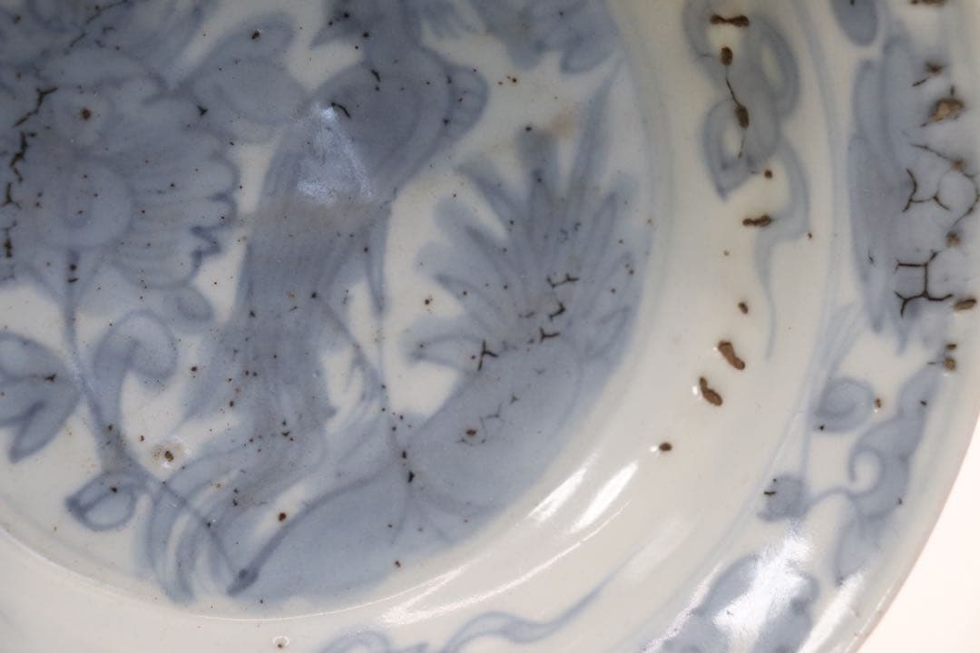 中国　明時代　染付　鳳凰牡丹紋お碗　アンティーク　送料込み250105