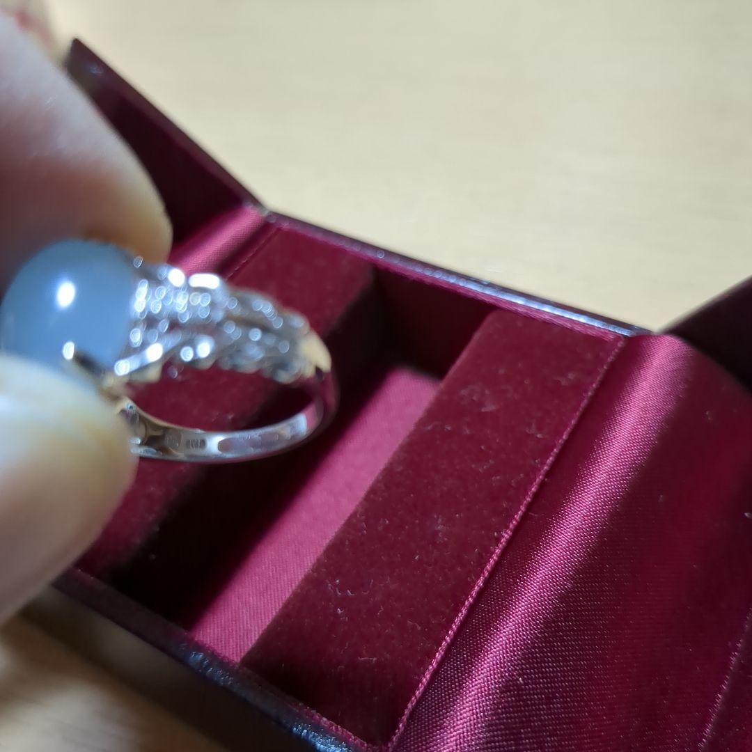 青色ストーンK18ホワイトゴールド