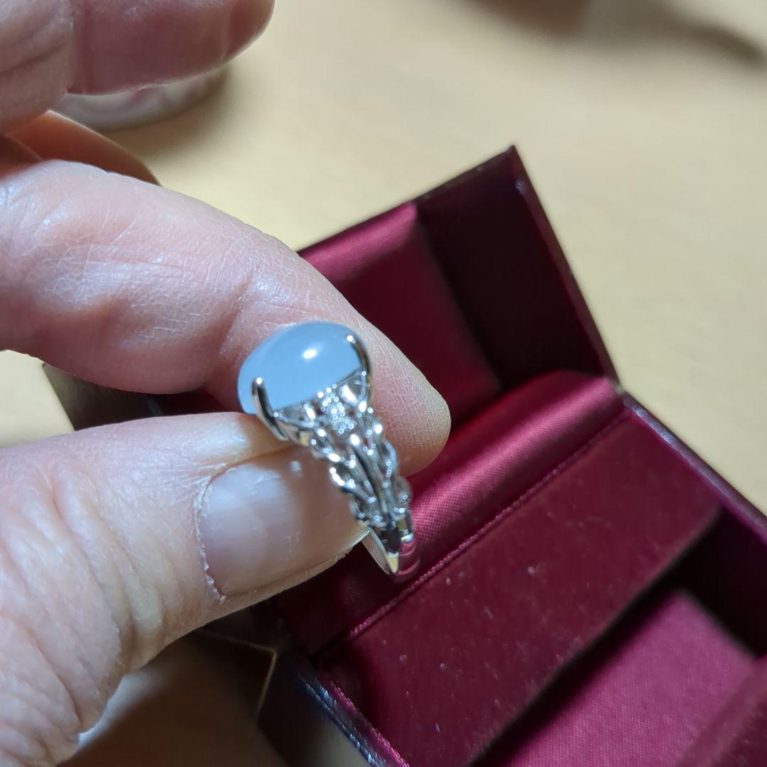 青色ストーンK18ホワイトゴールド