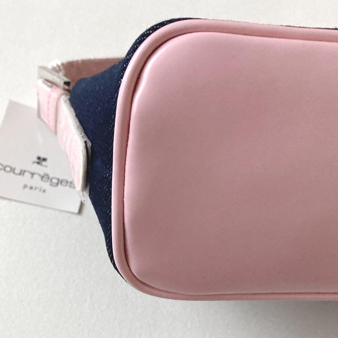稀少☆未使用 クレージュ ショルダーバッグ デニム ヴィンテージ ロゴ ピンク