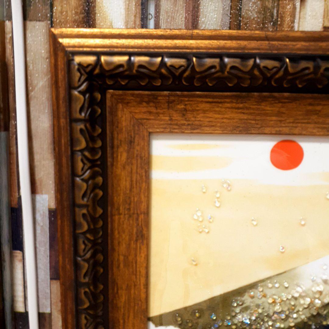 輸入雑貨　天然石　日本名画　『横山大観 霊峰不二』　水晶絵　クリスタルアート