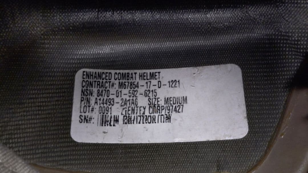 米軍　実物　GENTEX ECH HELMET 【MEDIUM】