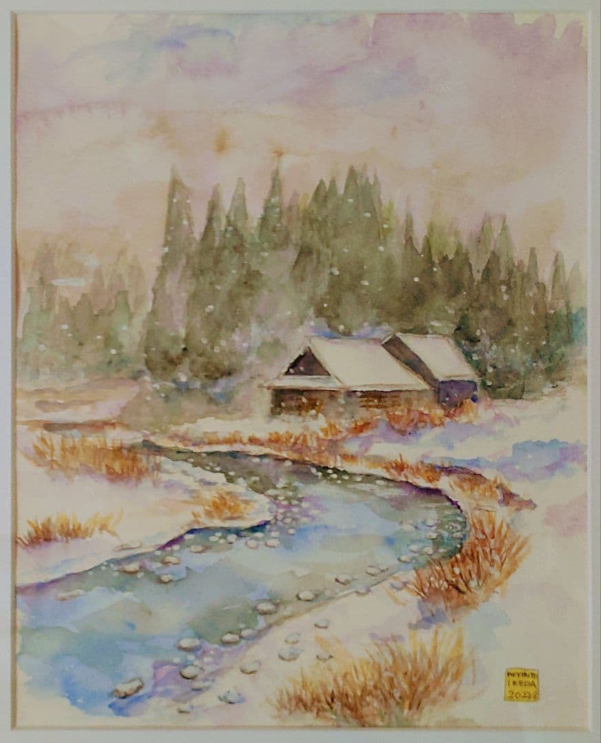 『冬の信州』 - 水彩画
