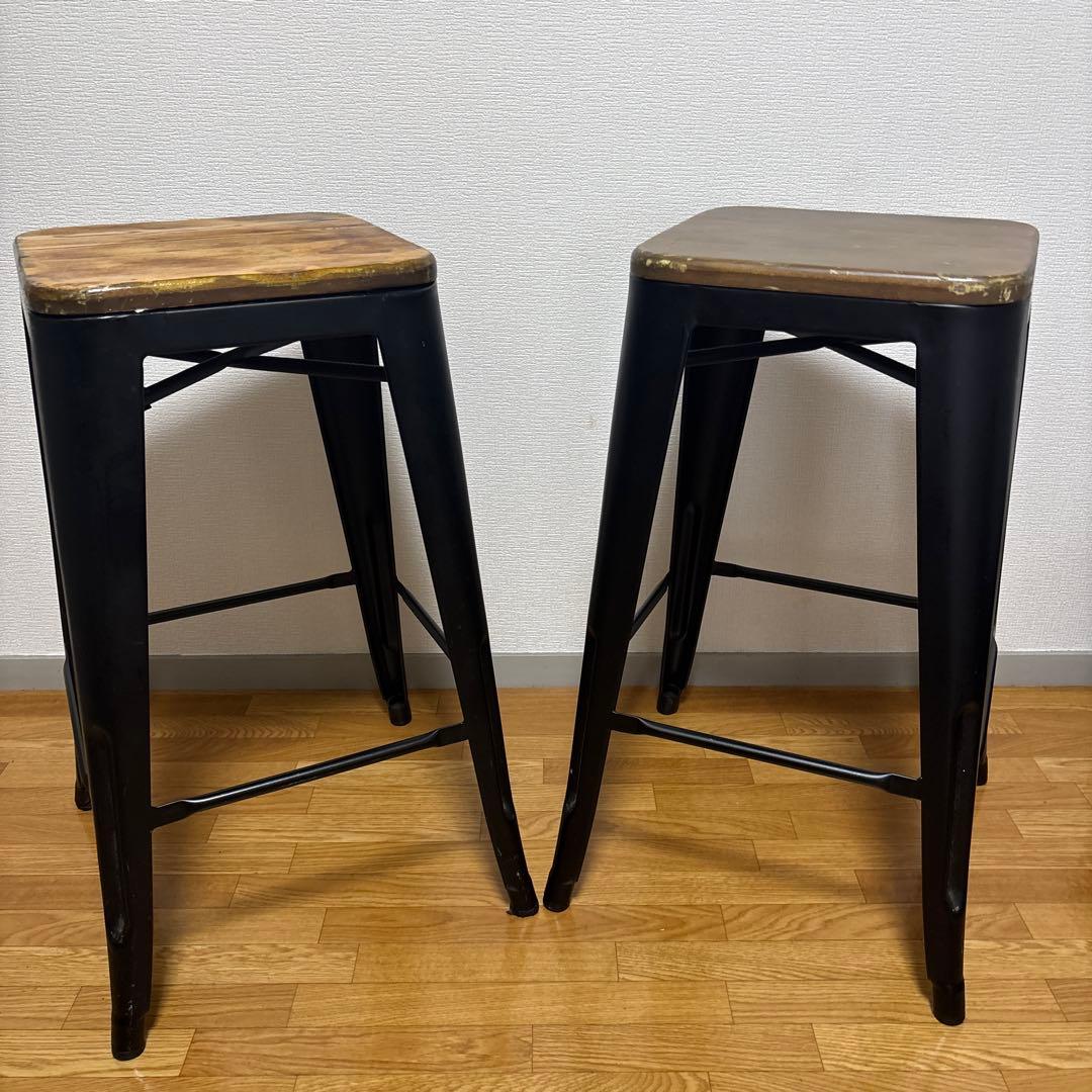 木製スツール2脚セット