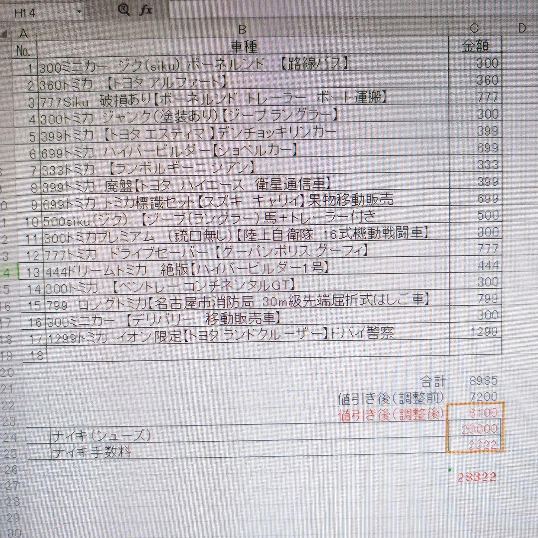 まぁぼう　トミカ【 ミニカー 16台セット、ナイキシューズ】