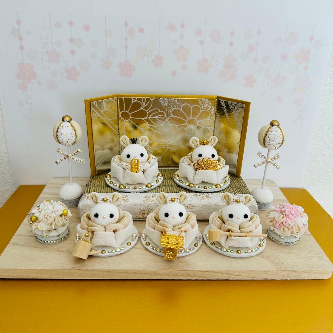 Rkmn様　ハンドメイド　雛人形　お雛様　リバティ　つまみ細工　おしゃれ　うさぎ