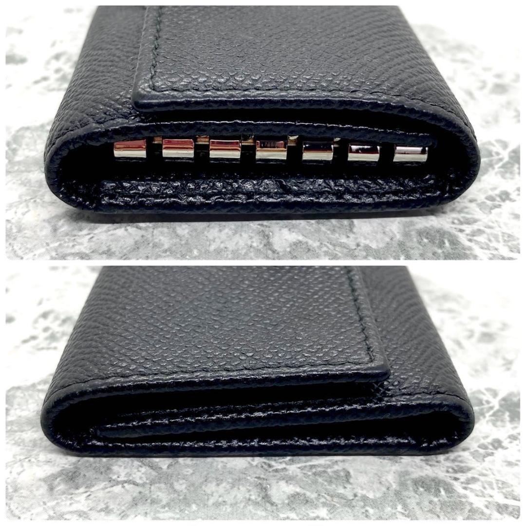 極美品 BVLGARI ブルガリ ロゴ キーケース 6連 レザー ブラック
