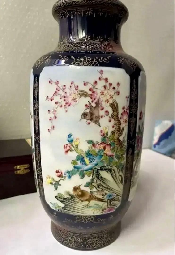 中国 粉彩 四方開窓花鳥紋 雍正年製铭 陶芸。