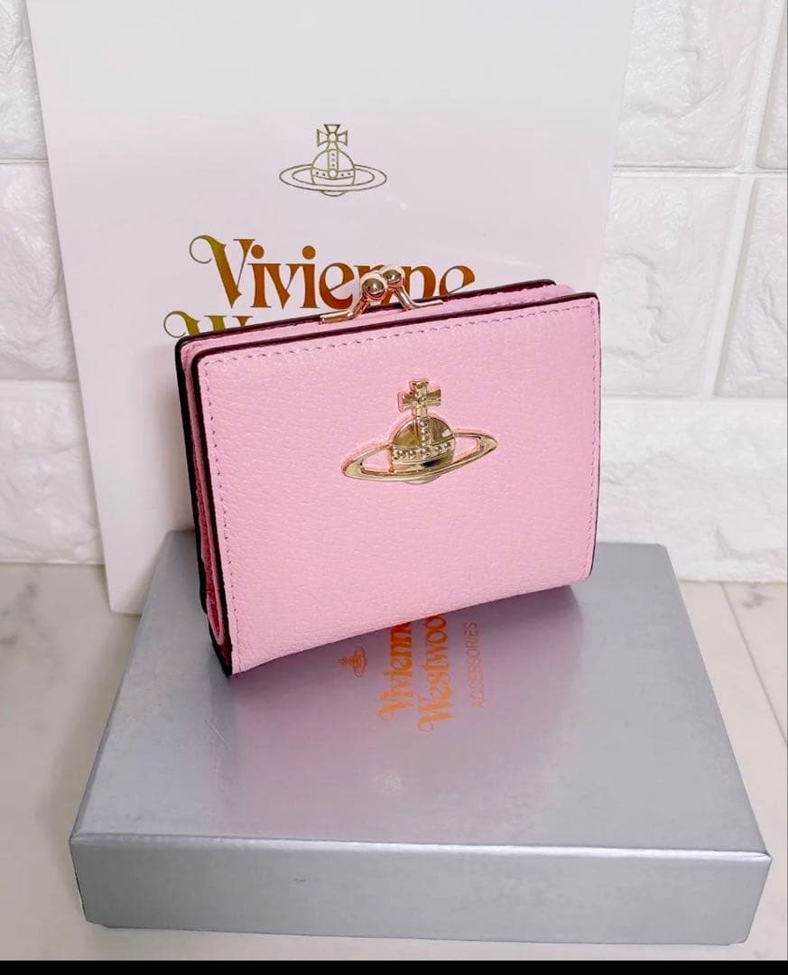 【最新作◇高級感】ヴィヴィアン・ウエストウッド オーブ 二つ折り財布 ピンク