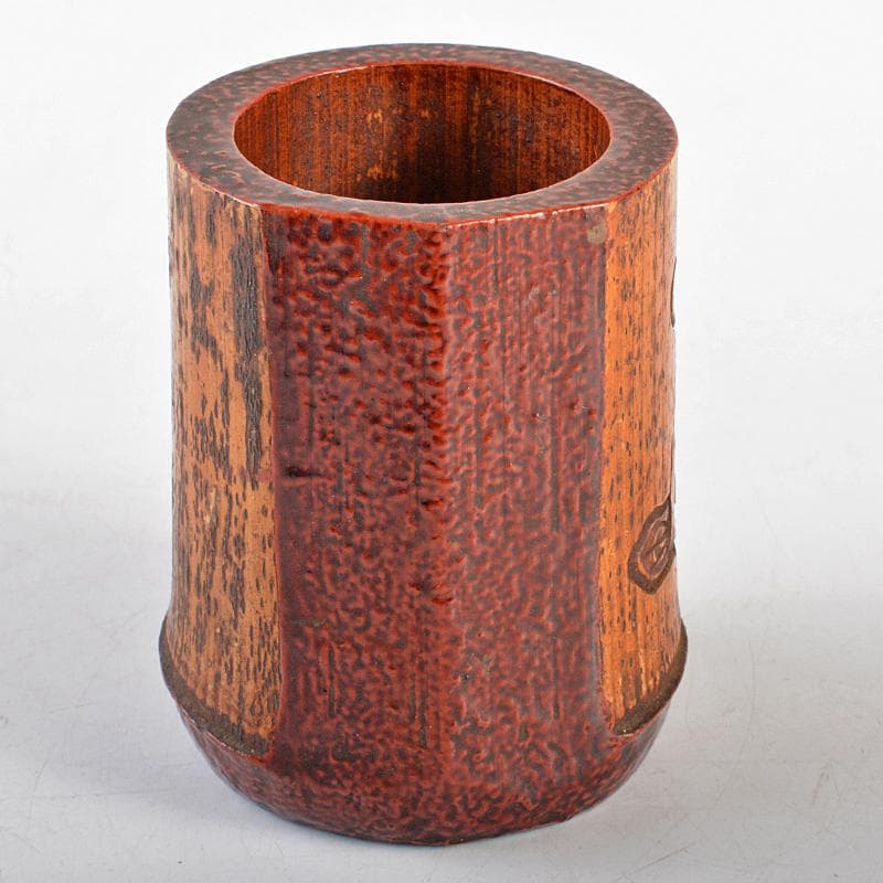 煎茶道具　古竹　霊芝柿刻　蓋置　在銘　V　R5863