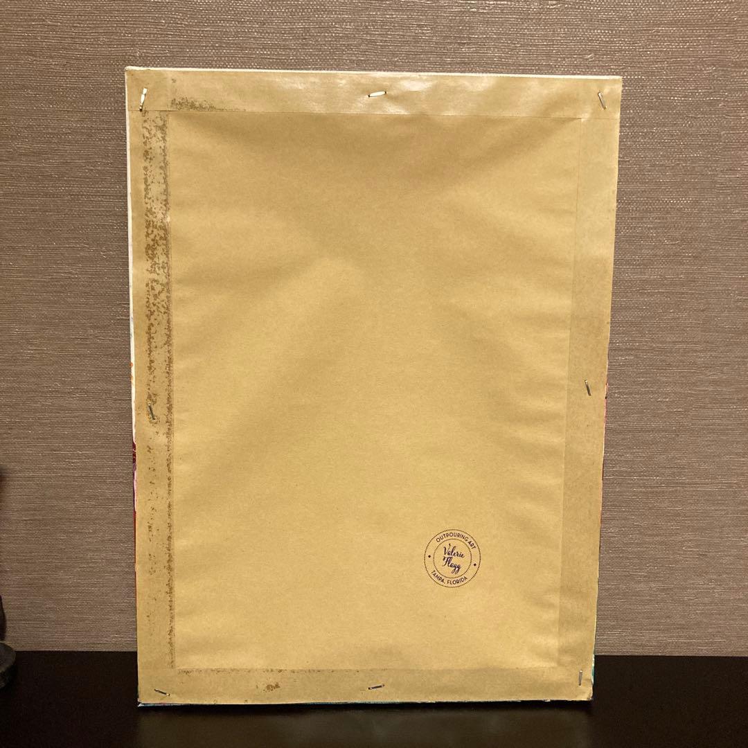 送料込み アクリルペイントアート 絵画 ラメ 赤 オレンジ