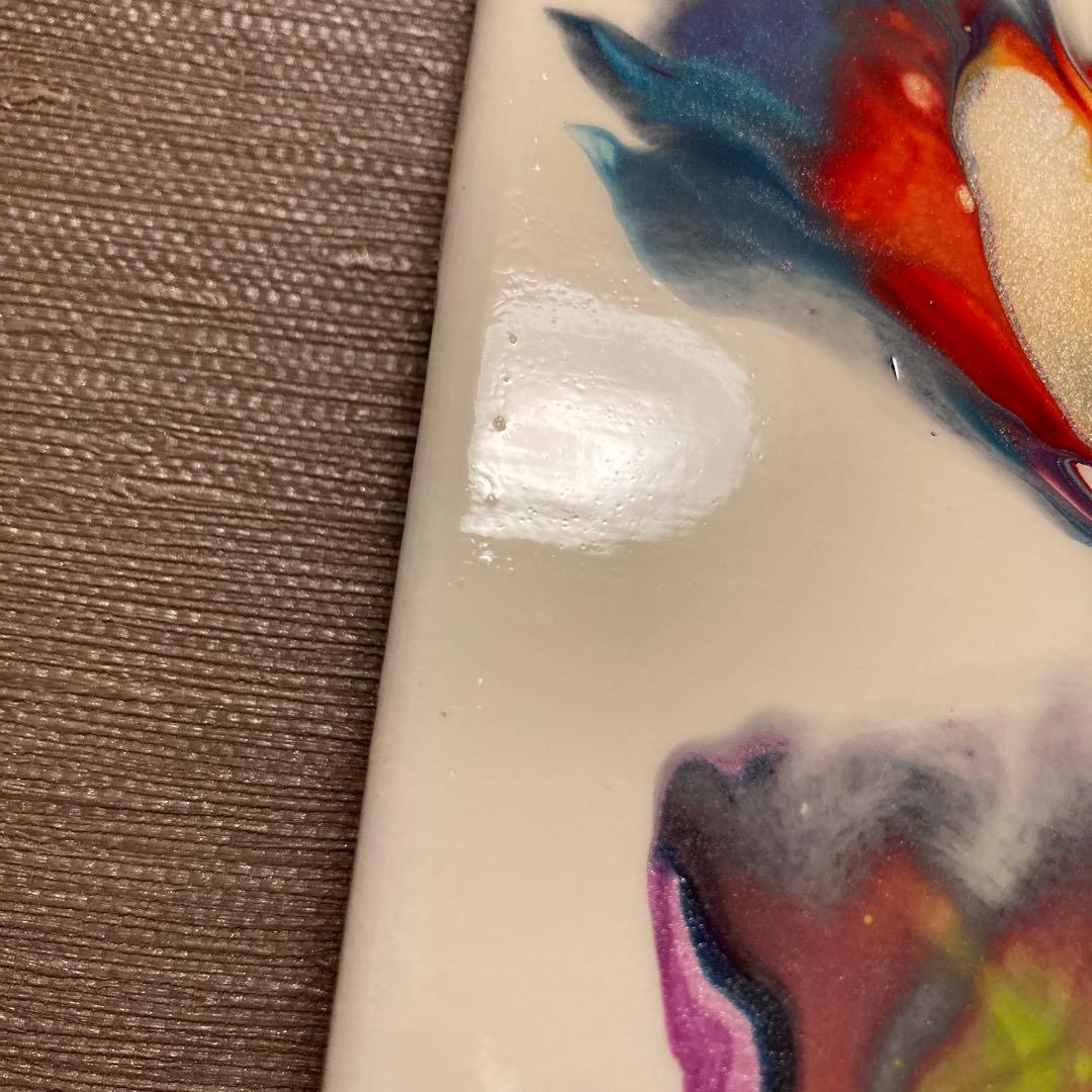 送料込み アクリルペイントアート 絵画 ラメ 赤 オレンジ