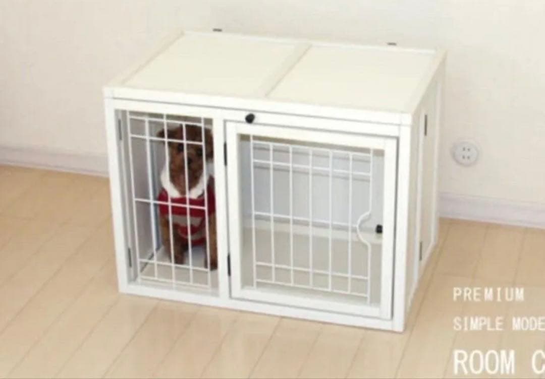 【未使用】おやすみルームケージM ホワイト 木製 小型犬