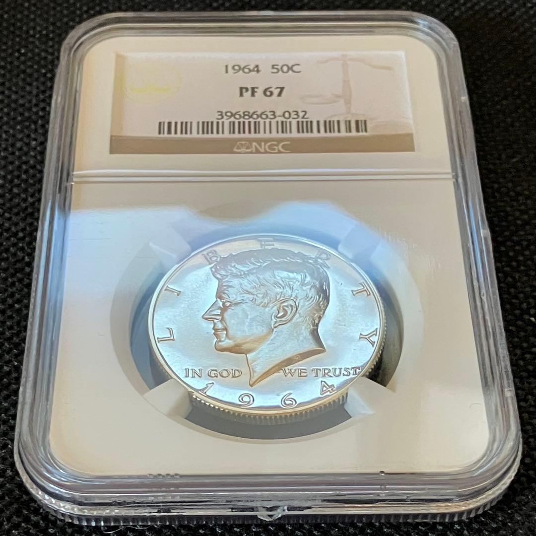 アメリカ 1964 ケネディ プルーフ ハーフダラー 銀貨 NGC PF67