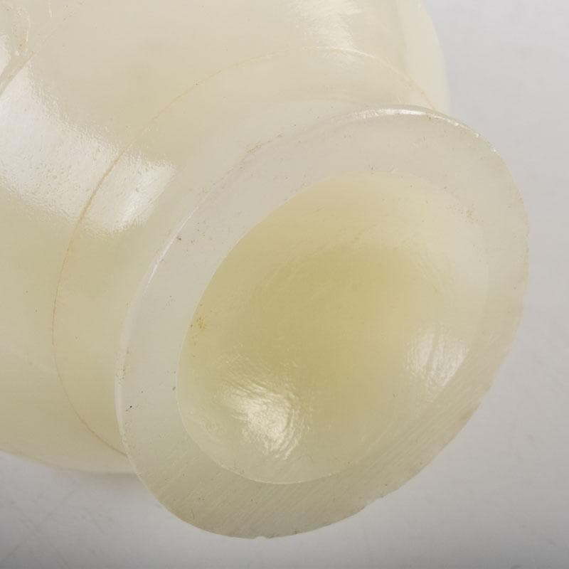 中国　玉石白玉彫刻　神獣刻　飾壷　置物　V　8868