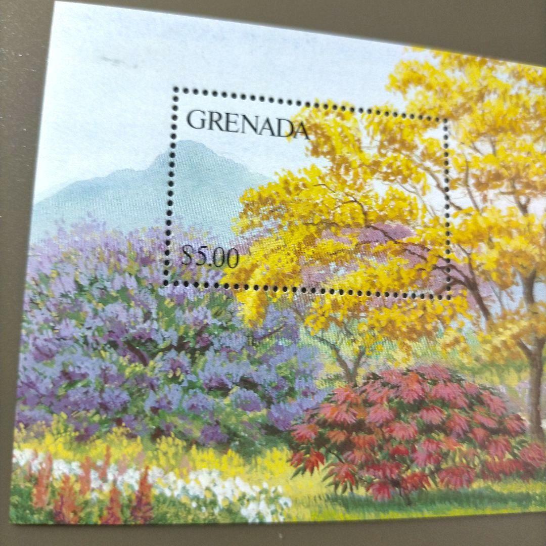 1693 外国切手 グレナダ 美術 秋の風景 小型シート