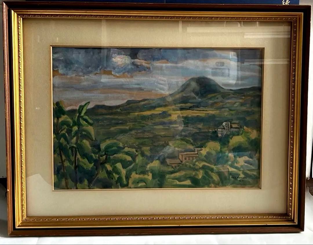 Ken Konishi 小西謙三 水彩画 風景 1951年制作　額装 インテリア