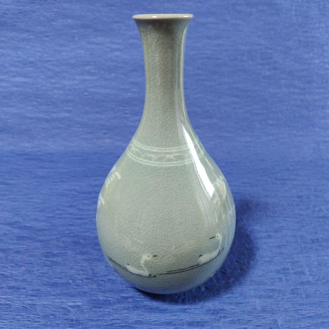 高麗青磁　柳海剛　花瓶 1986　陶器　レトロ