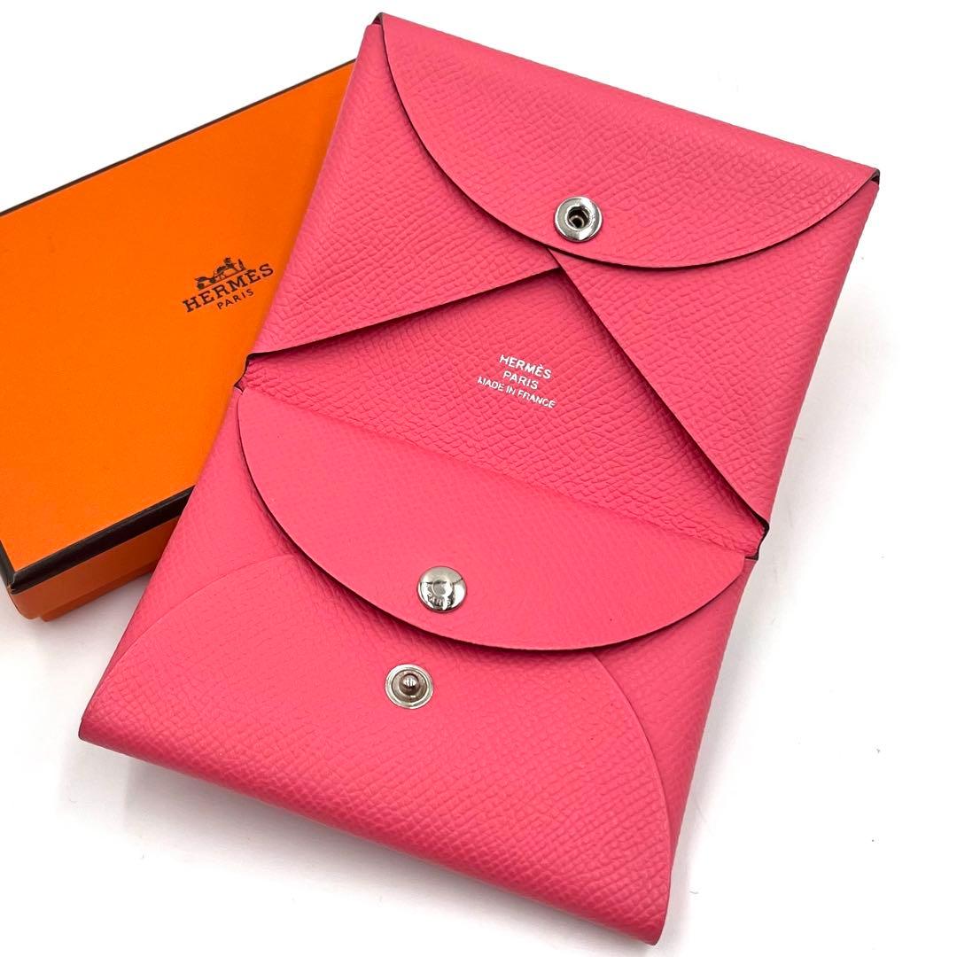 極美品 HERMES エルメス カルヴィデュオ ピンク コンパクトウォレット
