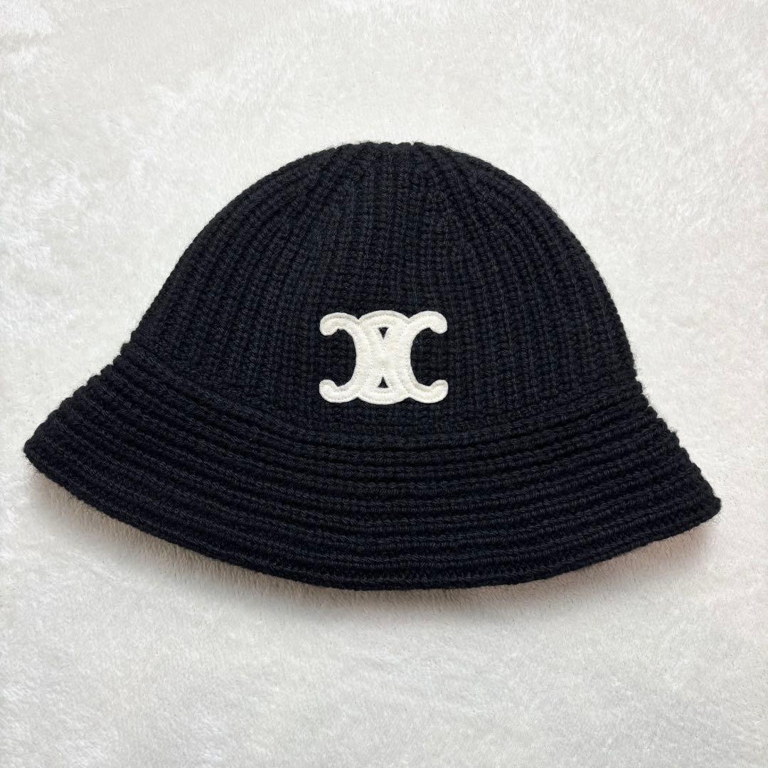【近年モデル✨】セリーヌ クロシェバケットハット トリオンフ ブラック カシミヤ
