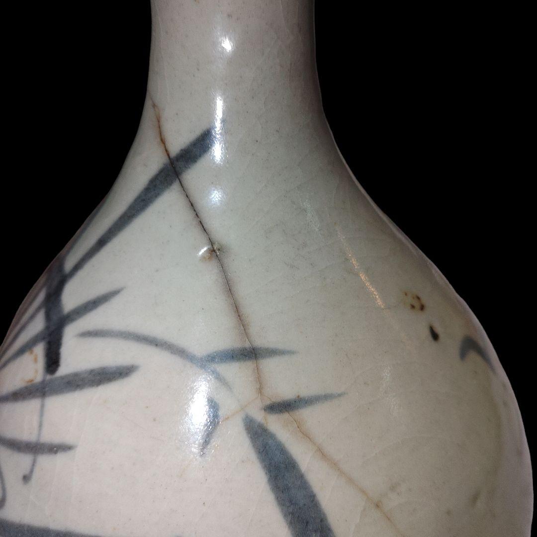 古伊万里　江戸時代　パイナップル文染付鶴首徳利